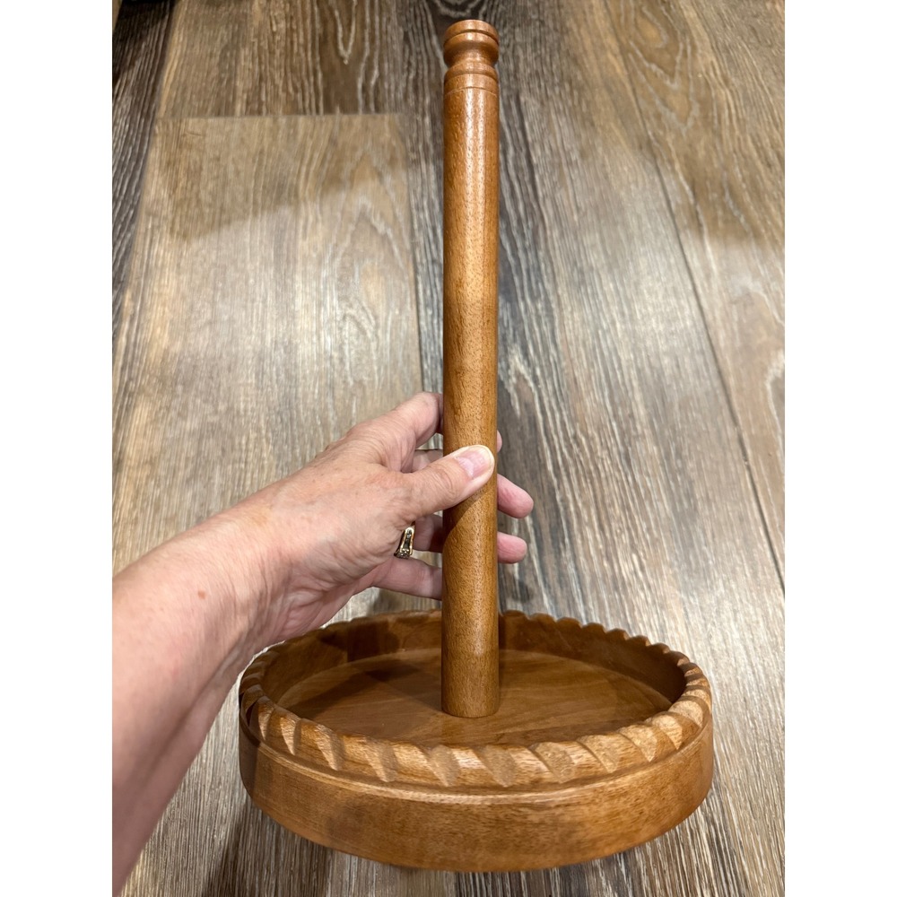 Threshold Georgian Carved Wood Paper Towel Holder Countertop Organizer Non Slip